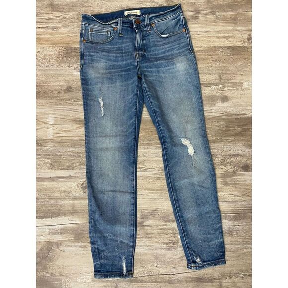 Madewell 9” High Rise Skinny Jeans Cropped Distressed Women’s Size 27P - Picture 1 of 8